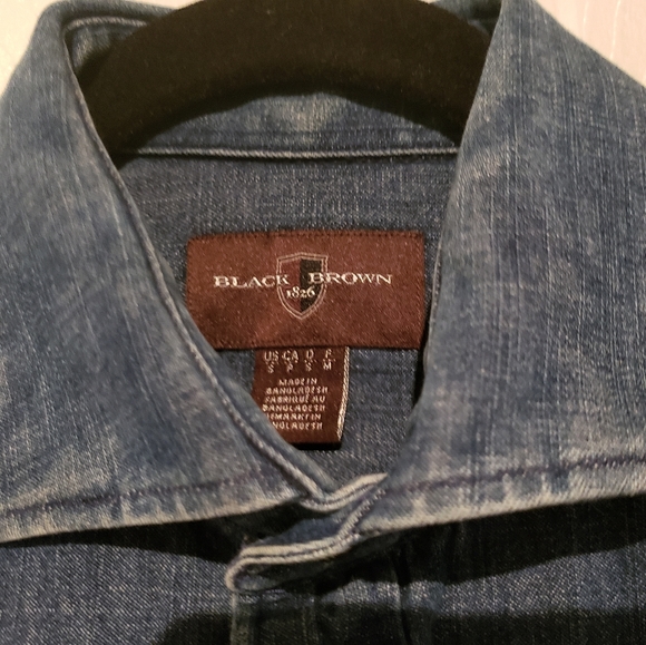 Black and Brown dark blue denim shirt - Picture 3 of 5
